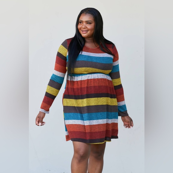 Full Size Striped Pleated Dress - Picture 6 of 8